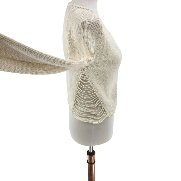 Dakota Collective Womens Ivory Knit Asymmetric Zip Cardigan - Picture 3 of 12